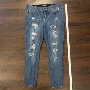 Torrid Distressed Skinny Jeans in Blue